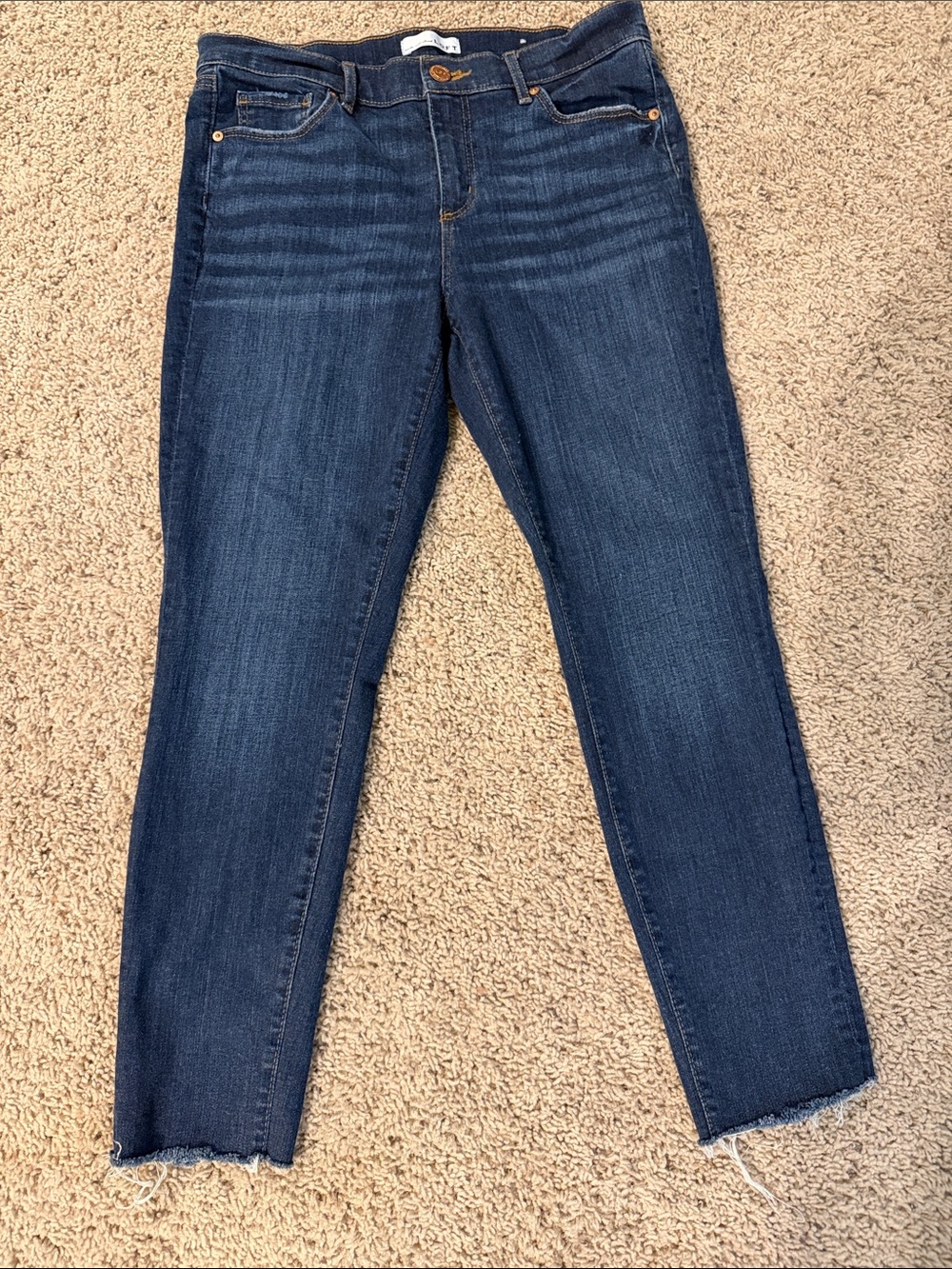 Loft petite Jean with Dark Wash Raw Hem